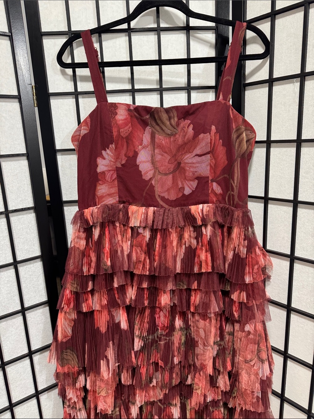Hutch Tiered Floral Tulle Maxi Dress – Size 12 - Picture 4 of 12